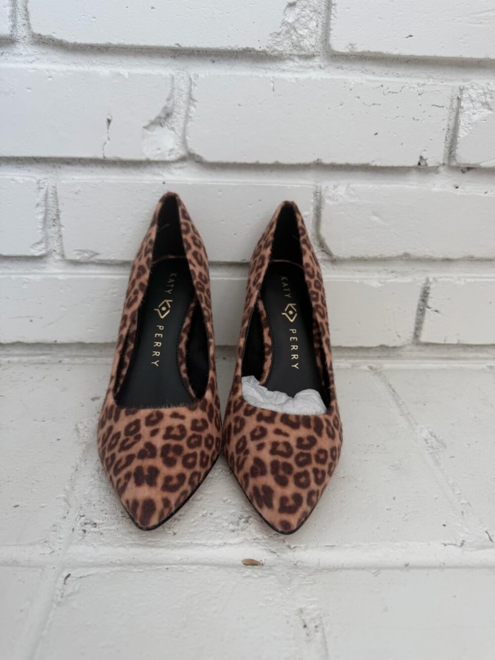 Katy Perry Leopard Print Pointed Toe Pumps Sculpted Clear Heel Size 6.5